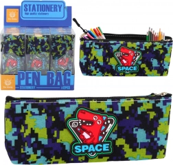 Borsa cosmetica portatile con dinosauri e motivo a pixel, verde-blu 20x8cm