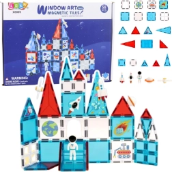 Magnetic building blocks with space windows, 58 pieces