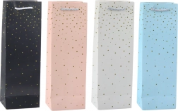 Papirnata darilna vrečka za steklenico z zlatimi pikami 35 x 12 x 9 cm