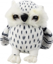 Majhna plišasta sova bela s črnimi pikami 15 cm