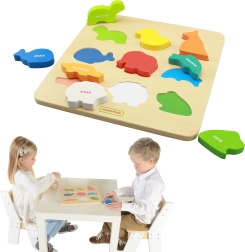 MASTERKIDZ Montessori Wooden Sorting Board of Colorful Animals