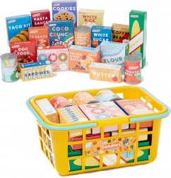 Cestino della spesa giallo CASDON con alimenti finti per bambini 3+