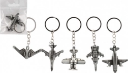 Fém repülőgép alakú kulcstartó, 5–6 cm, vegyes minták