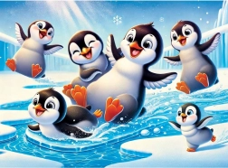 Wooden Puzzle Cheerful Penguins WOODEN CITY, 40 pieces