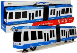 Zglobni avtobus z vztrajnikom – moder