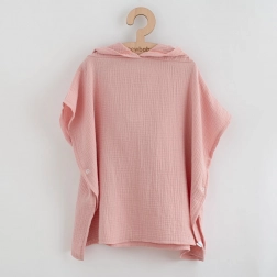 Kinderponcho van mousseline roze 80 cm