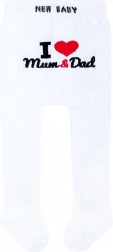 bombažne hlačne nogavice New Baby bele I Love Mum and Dad (0–3 m)