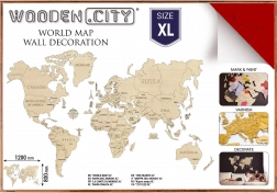 Wooden World Map XL 120 × 80 cm Red WOODEN CITY