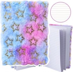 Plišasta beležka z motivom zlatih zvezd v pastelnih barvah A5