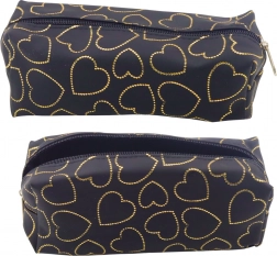 Astuccio nero con cuori dorati