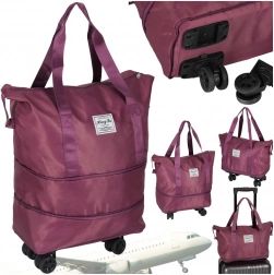 Skládací cestovní taška na kolečkách fialová