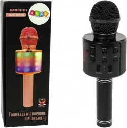 Bezdrátový karaoke mikrofon s reproduktorem a LED světly, černý