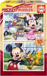 Puzzle in legno Mickey e amici 2x25 pezzi