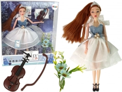 Dukke EMILY med violin og blomster