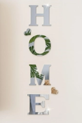 Glossy Wall Stickers HOME – Silver Acrylic 3D Letters with Hearts