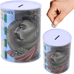 Metalowa skarbonka z motywem banknotu 500 PLN 16 × 12 cm