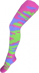 Cotton children's tights with camouflage pattern green–pink NEW BABY