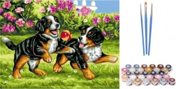 Paint by Numbers Puppies on Canvas 40x50 cm