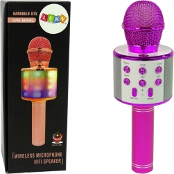 bezdrátový karaoke mikrofon s reproduktorem USB WS-858 růžový