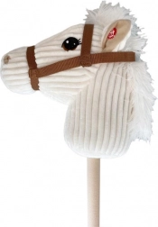 Plush hobby horse on a stick with sounds