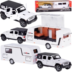Off-road car with caravan with lights and sounds 1:32 – white