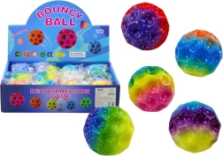 Világító nyomkodós és pattogó, mélyedésekkel ellátott labda 7 cm, színes