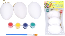Vajíčka na vymaľovanie 5 × 8 cm, sada 3 ks s farbami a štetcom