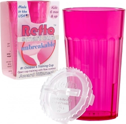 Reflo unbreakable training cup for kids with flow control, pink