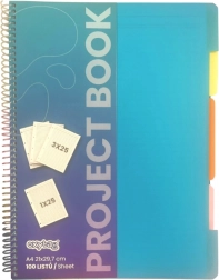 Project Notebook A4, 100 sheets, 3 ruled sections + 1 squared