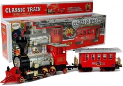 Classic battery-operated train with smoke, sound, and light effects