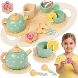 Wooden tea set for children green Kruzzel