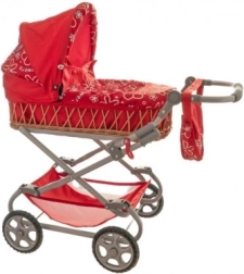 Poussette profonde en osier pour poupées Monika 90 × 40 × 70 cm