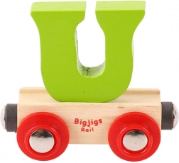 Bigjigs Rail wooden wagon with the letter U