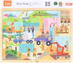 Drvene puzzle 48 dijelova – građevinski strojevi