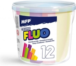 Neon járdakréták, kerek, 12 db, vegyes színek, vödörben