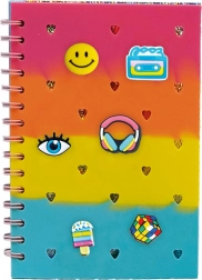 A5 Spiral Notebook with Colorful Pins, 80 Sheets