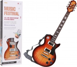 Kids' electric guitar with headphones and microphone – Brown