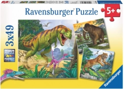 Puzzel dinosaurussen 3×49 stukjes