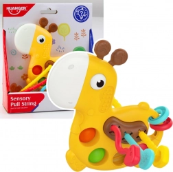 Yellow sensory giraffe with threading strings