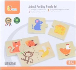 VIGA træpuslespil – fodr dyret: hvad spiser dyrene, 24 brikker