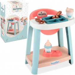 ecoiffier nursery feeding set for dolls with high chair and accessories, 7 pieces