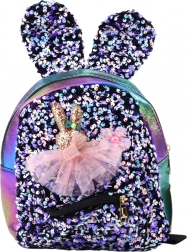 Zaino per bambini con paillettes e orecchie di coniglio colorato