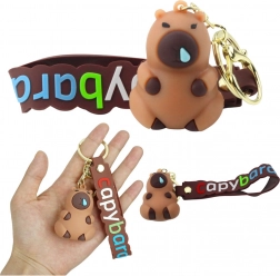 Kapibara kulcstartó karabinerrel és gyűrűvel