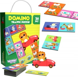 Educational Game Animals in Transportation Puzzle Domino Montessori