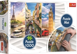 TREFL puzzle city collage Paris–Venice–London 1000 pieces + roll-up mat