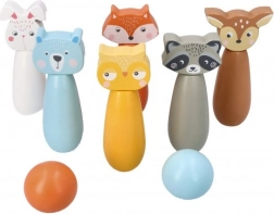 Wooden Bowling Pins Forest Animals for Kids