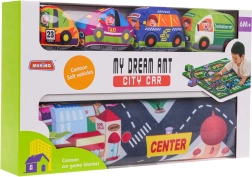 Morbido tappetino da gioco Città con 4 macchinine