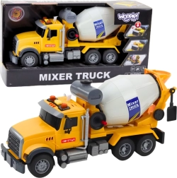 Woopie yellow mixer truck with rotating drum, lights and sounds