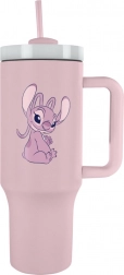 Travel Mug Lilo and Stitch with Pink Straw