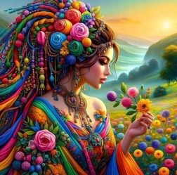 Diamond Painting – Girl in a Burst of Colors 30 × 40 cm